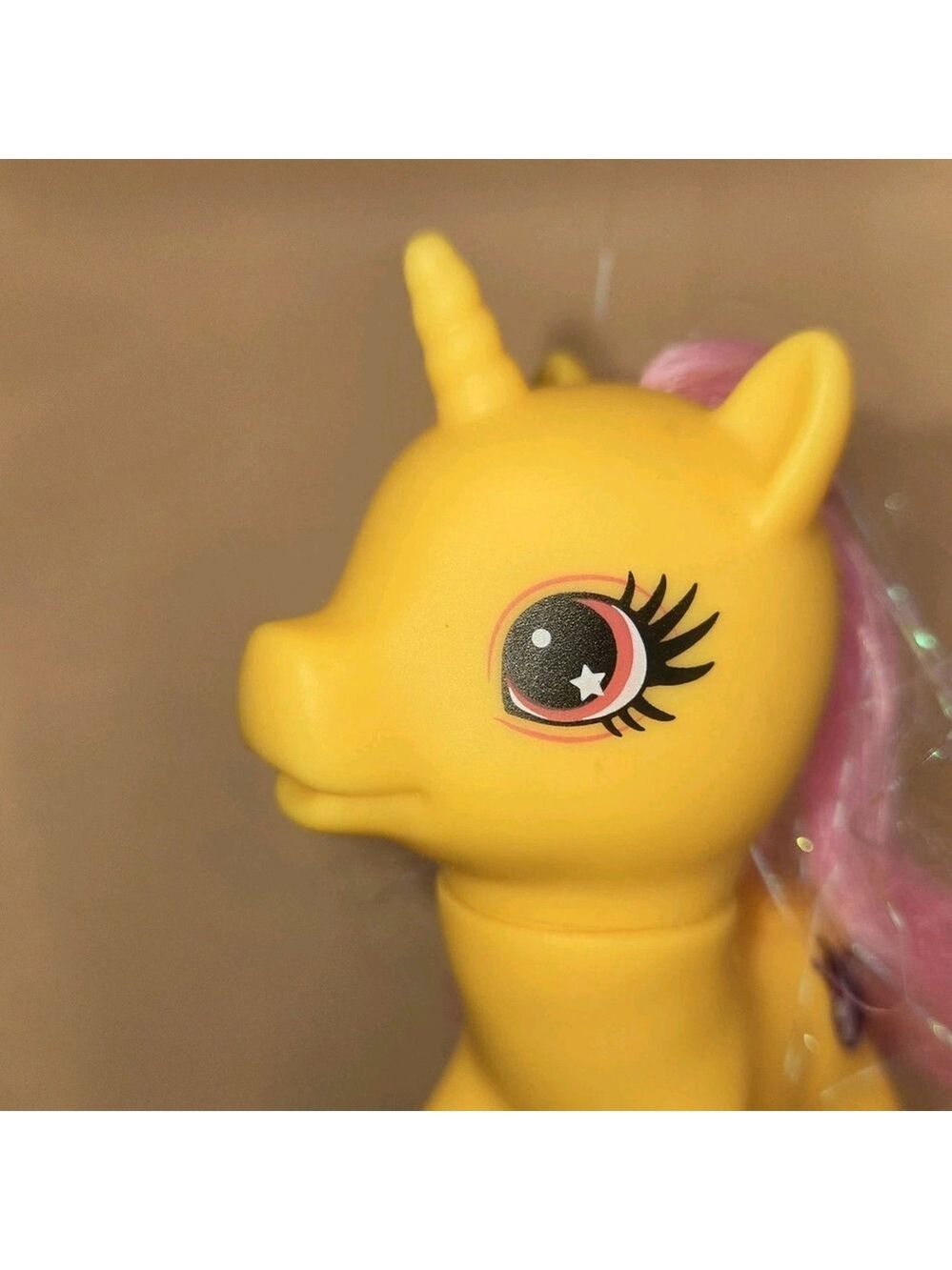 Vintage Gi-Go Wonder Pony Land Yellow Unicorn with Ladybug Cutie Mark